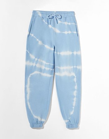 Plush tie-dye joggers - Pants - Woman | Bershka blue