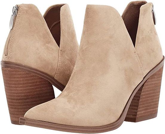 Amazon.com | Womens Cutout Ankle Boot Pointed Toe Stacked Chunky Mid Heel Booties Slip On Faux Suede Back Zipper Dress Western Shoe | Shoes