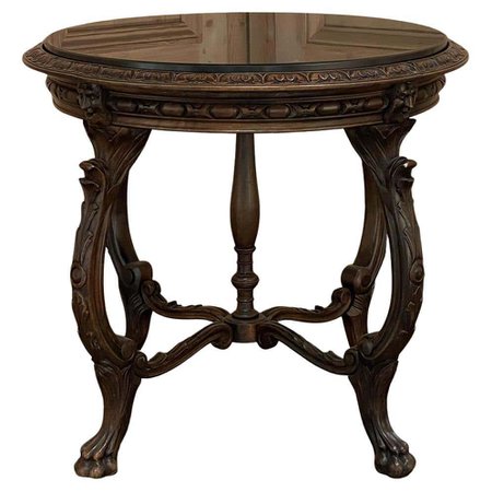 Antique French Louis XIV Round Marble Top End Table For Sale at 1stDibs