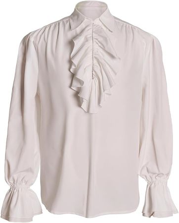 Amazon.com: Women Victorian Gothic Vintage Ruffled Lotus Shirt Blouse Tops (Z3241, XL) : Clothing, Shoes & Jewelry