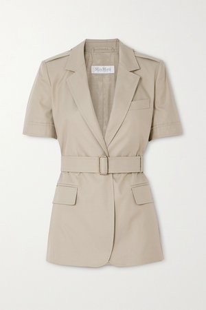 Taupe Cesare belted cotton-twill jacket | Max Mara | NET-A-PORTER
