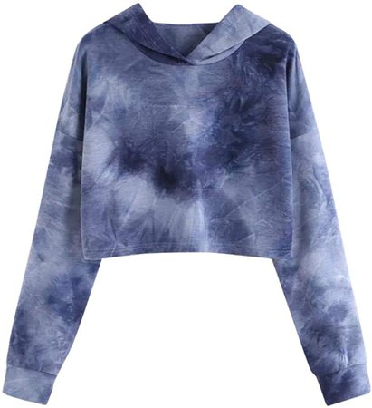 Amazon.com: Crop Hoodie, Women Teen Girls Fashion Tie-Dye Hoodie Sweatshirt Crop Tops Long Sleeve Pullover Shirts (Sky Blue, S): Clothing