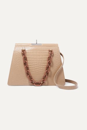 Gu_de | Two-tone croc-effect leather shoulder bag | NET-A-PORTER.COM