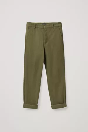 STRAIGHT-FIT CHINOS - Khaki green - Trousers - COS IT