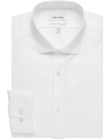 Calvin Klein Infinite Non-Iron White Slim Fit Dress Shirt - Men's Shirts | Men's Wearhouse