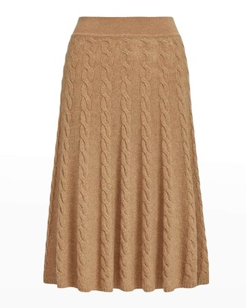 Polo Ralph Lauren Cable-Knit Wool-Cashmere A-Line Skirt | Neiman Marcus