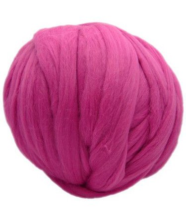 Pink Wool Roving Ball