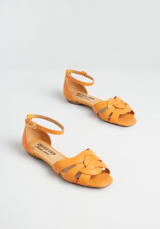 Chelsea Crew Skip a Beat Ankle Strap Flat Mustard | ModCloth