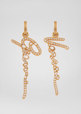 Versace Crystal GV Signature Drop Earrings for Women | Official Website