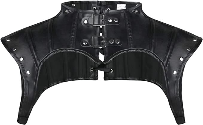 Amazon.com: Charmian Women's Steampunk Gothic Accessories PU Leather Pauldron Collared Rivet Armor Costume Shrug Jacket Black Medium : Clothing, Shoes & Jewelry