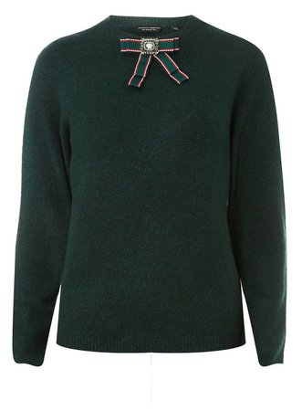Green Brooch Crew Neck Jumper - View All Clothing - Clothing - Dorothy Perkins United States