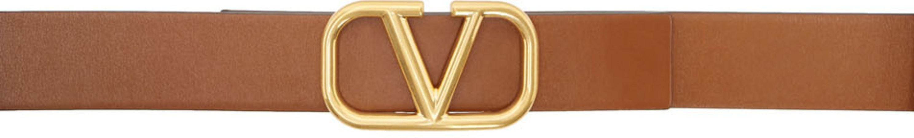 Valentino: Brown Valentino Garavani VLogo Belt | SSENSE