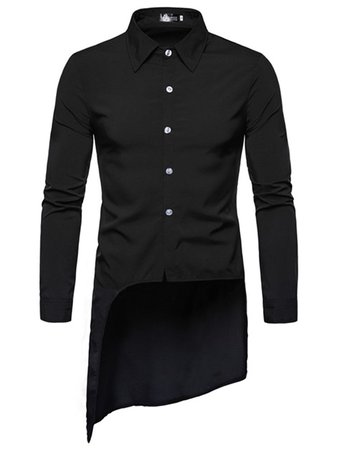 Asymmetric Lapel Plain Button Slim Men's Shirt : Tidebuy.com