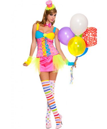 Music legs womens rainbow clown tutu dress costume UpscaleStripper.com