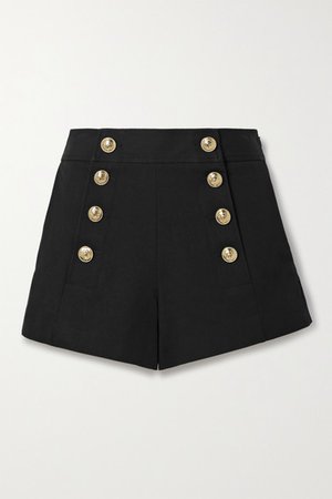 Robertson Button-embellished Cotton-blend Shorts - Black