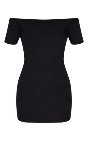 Basic Black Short Sleeve Bardot Bodycon Dress | PrettyLittleThing USA