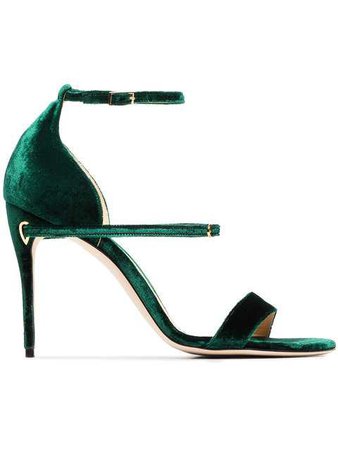 Jennifer Chamandi Emerald Green Rolando 105 Velvet Sandals - Farfetch