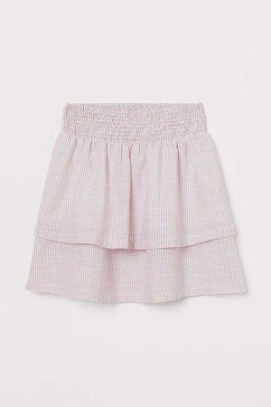 Striped Tiered Skirt - Pink