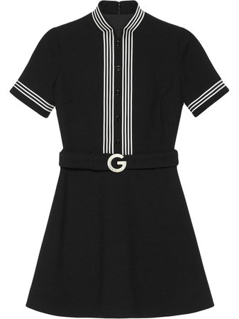 Gucci striped-trim Belted Dress - Farfetch