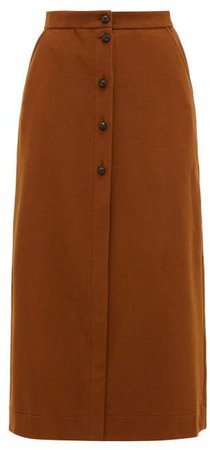 Chinook Felted Wool Blend Midi Skirt - Womens - Brown