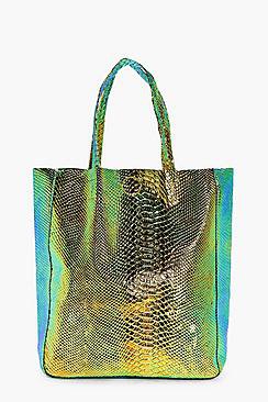 Edie Mermaid Holographic Shopper Beach Bag