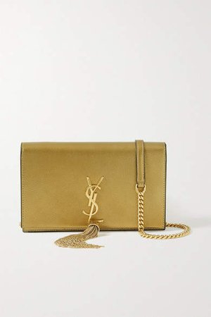 Kate Metallic Textured-leather Shoulder Bag - Gold