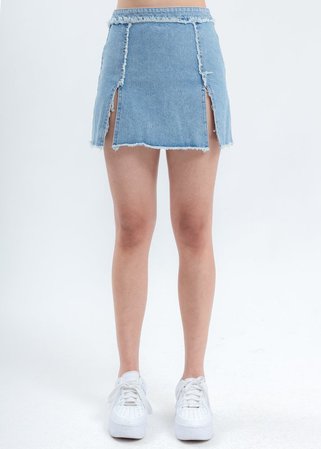 Danielle Guizio Distressed Denim Skirt | Garmentory