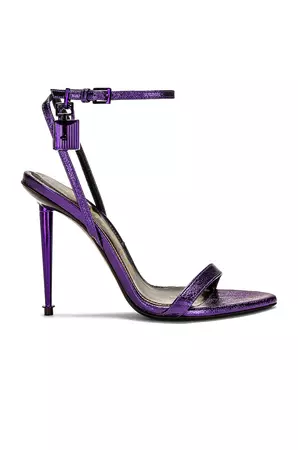 TOM FORD Metallic Padlock Pointy Naked 105 Sandal in Electric Purple | FWRD