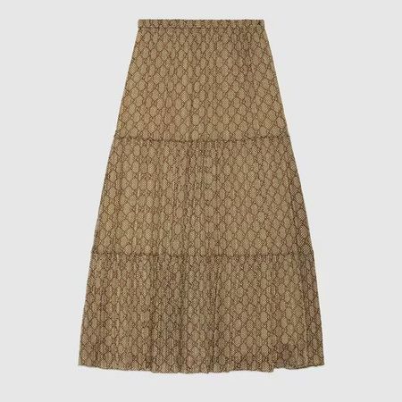 Gucci GG damier print silk skirt