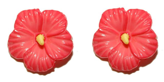 RED HIBISCUS FLOWER STUD EARRINGS (S347) | eBay