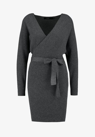 Vero Moda VMREMI V NECK DRESS - Robe pull - medium grey melange - ZALANDO.FR
