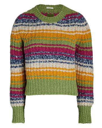 MOTHER The Inset Puff Sleeve Jumper Sweater In Multi | INTERMIX®