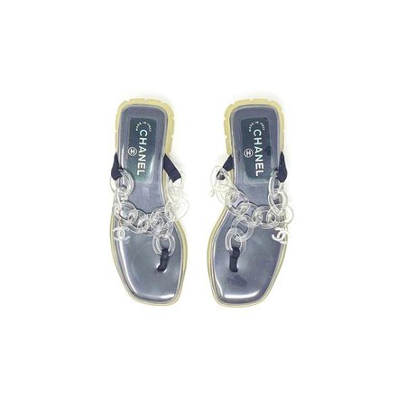 Chanel Clear Chain Logo Flat Sandals - 37 – Treasures of NYC