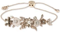 Marchesa Gold-Tone Crystal & Imitation Mother-of-Pearl Flower Slider Bracelet