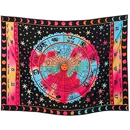 Amazon.com: ANJANIYA Sun Moon Star Zodiac Goodluck Tarot Card Bohemian Room Dorm Decor Hippie Indian Boho Tapestry Psychedelic Mandala Wall Hanging Art Cotton Tapestries (Multi, 30"X40") : Home & Kitchen