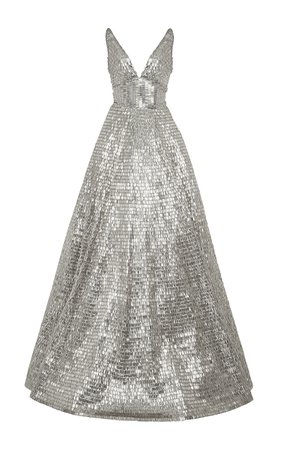 Versace- Sequin Paillette V-Neck Ball Gown