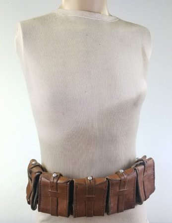 M1900 Swedish Mauser Leather Ammo Belt Bandolier Pouch early 20th century. - Hangar 19 Prop Rentals
