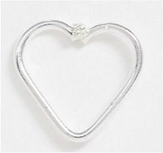 silver big heart earring