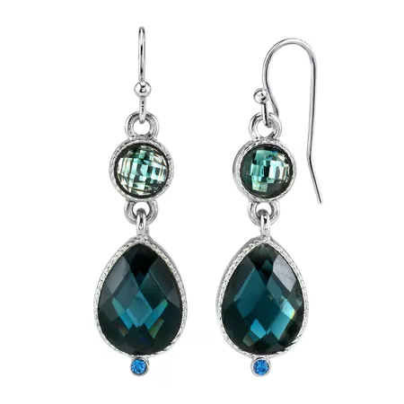 1928 Jewelry Silver Tone Light Sapphire Blue Teardrop Earrings