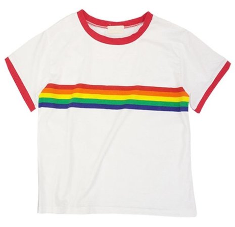 rainbow t shirt red border
