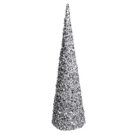 Silver Glittered Cone Tree, 24"