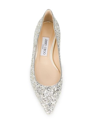 Jimmy Choo Romy glitter-embellished Ballerina Shoes - Farfetch