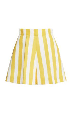 Striped Faille Shorts By Oscar De La Renta in yellow | Moda Operandi