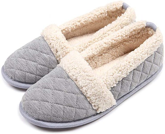 Amazon.com | ChicNChic Women Plush House Slippers Ladies Non Slip Indoor Winter Bedroom Shoes (5-6 B(M) US, Grey) | Slippers