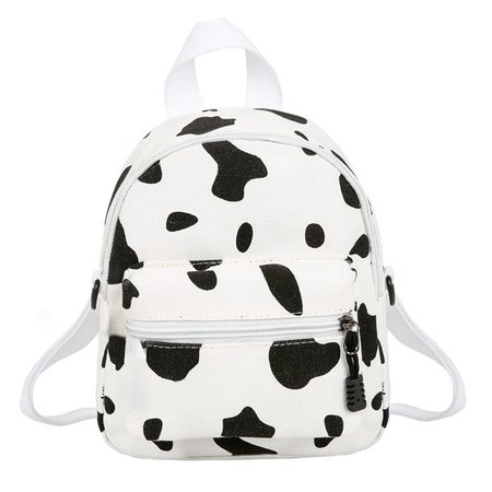 Mojoyce Cow Print Backpack Women Canvas Schoolbag Teenage Girl Mini Bagpack (White) - Walmart.com