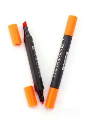 Double-end Marker Pen A (Orange) | Miniso