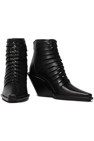 Black Cutout leather ankle boots | ANN DEMEULEMEESTER | Sale up to 70% off | THE OUTNET | ANN DEMEULEMEESTER |
