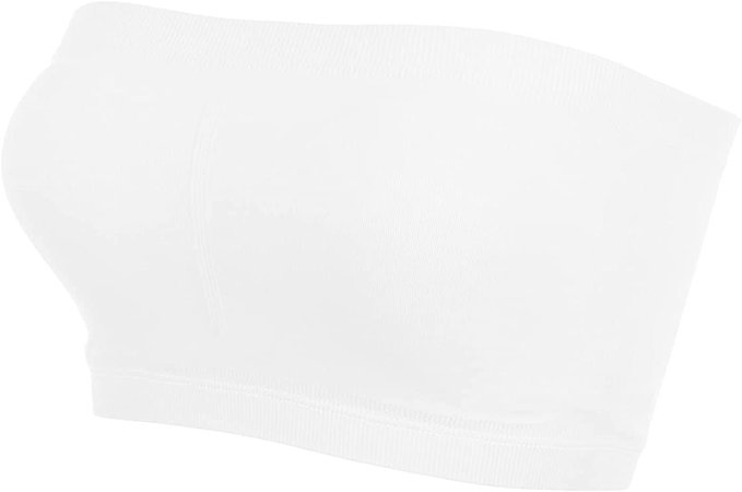 Kurve Women’s Strapless Tube Top - Seamless Bandeau Bra Crop Tank Tops Stretch Bralette with Removable Pad (Made in USA) White at Amazon Women’s Clothing store