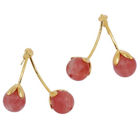 Pink Crystal Cherry Earrings | Ninemoo | Wolf & Badger