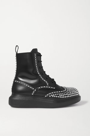 Black Studded leather exaggerated-sole ankle boots | Alexander McQueen | NET-A-PORTER